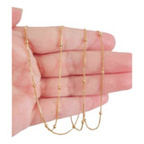 Colar Longo Veneziana Bola Bolinha 70cm Banhado Ouro18k