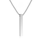 Colar Masculino Pingente Pendulo Palito Cordão Corrente Em Aço Inox Premium -Prata-