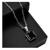 Colar Masculino Prata Com Pingente De Pedra Zircônia Cores