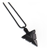 Colar Masculino Preto Flecha corrente Aço Inox Cordão