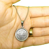 Colar Medalha Milagrosa De São Bento Tradicional Aço Inox
