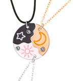 Colar Melhores Amigas Best Friend Amizade Sol Lua Estrela Bf Cor Prata