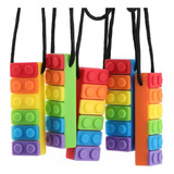 Colar Mordedor Tdh Infantil Silicone Sensorial Cor Colorido Bloco