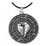 Colar Nórdico Odins Corvos Viking Runas Asatru Odins Ravens