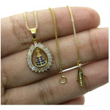 Colar Nossa Senhora Aparecida Cravejado Folheado Ouro 18k