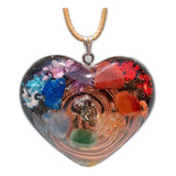 Colar Orgonite Coração 7 Chakras Pingente Alinhamento Reiki