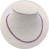 Colar Pedra Ametista Natural Faceada 3mm Fio Aço Cirúrgico