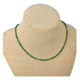 Colar Pedra Esmeralda Africana Natural Faceada 3mm Fio Aço
