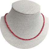 Colar Pedra Rubi Natural Faceada 3mm Fio Aço Inox
