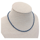 Colar Pedra Safira Natural Faceada 4mm Fio Aço Cirúrgico