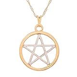 Colar Pentagrama Ouro Com Rodio 25mm Sunshine Cristais Cor Ouro