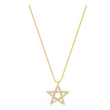 Colar Pentagrama Tetragrammaton Folheado Ouro Com Zircônias 