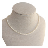 Colar Pérola Delicado Elegante 4mm Em Fio De Aço