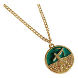 Colar Pingente Medalha Oxossi Banhado A Ouro Amarelo
