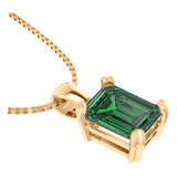 Colar Pingente Retangular Prata 925 Dourada 18k Esmeralda