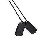 Colar Placas Dog Tag Masculino Cordão Preto Corrente Em Aço Inoxidável