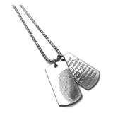 Colar Placas Prata Dogtag Masculino corrente Aço Inox