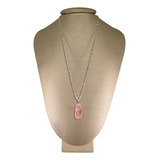 Colar Prata 925 Cadeado Quartzo Rosa Polido P Vecchio Joias