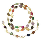Colar Pulseira Com Pedras Brasileiras Naturais Folheado