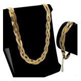 Colar Pulseira Feminino 3 Fios Ouro 18k Banhada Aço Inox