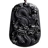 Colar Pure Natural Zodiac Pingente Feito De Pedra Preciosa Obsidiana Horóscopo Animal Signo Amuleto