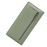 Colaxi Carteira Longa Feminina De Couro Pu Organizador De Cartão Fino Elegante Minimalista Durável Carteira De Embreagem Porta Cartões Verde