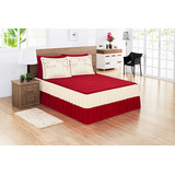 Colcha Casal Barbara Padrão Kit 3pçs Bordado Vermelho bege