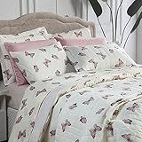 Colcha Cobre Leito Kit Cama Casal King 3 Peças Essencialle Algodão 160 Fios Estampados 2 BORBOLETAS 
