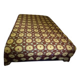 Colcha De Crochê Com Fuxico Cor Marrom E Amarelo Com Fuxico