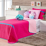 Colcha Infantil Cupcake C almofadas Solteiro 06 Peças