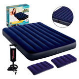 Colchão Inflável Doble Intex 64765 Casal Cor Azul Hasta 273kg De 152cm X 203cm X 25cm