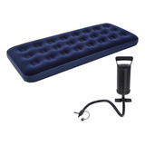 Colchão Inflável Solteiro Brx Suporta 100kg Cor Azul