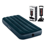 Colchão Inflável Solteiro Dura Beam Intex C Bomba Inflar Cor Azul