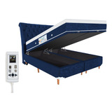 Colchão Magnético King 1 93x2 03 Massageador Cromoterapia Energia Bio Quântica Infra Vermelho Cama Box Bau Cor Azul