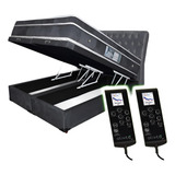 Colchão Magnético King Com 2 Massageadores Bio Quânticos E Cromoterapia Base Box Baú Cabeceira