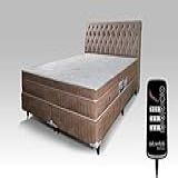 Colchão Magnético Massageador King Com Controle Operacional Base Box Bipartido Cabeceira Completo Bege Escuro Com Cabeceira Bege Escuro 