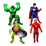 Coleção Bonecos Heroi Superman Hulk Tartaruga Ninja Iron Man