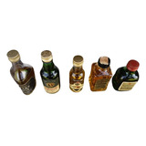 Coleção Com 5 Miniaturas Bebidas Wisky Vidro Importadas