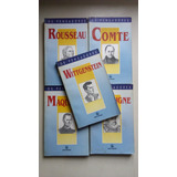 Coleção Livros Os Pensadores Nova Cultural 10 Volumes 1991 Capa Mole Branca E Azul Pl04
