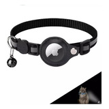 Coleira Capa Para Airtag Gps Refletiva Pequena Cães E Gatos Cor Preto Lisa