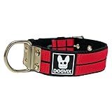 Coleira Dupla Nylon Para Cachorro Colar Pet Pitbull Raça Media E Grande Resistente-Vermelho-GG-