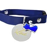 Coleira Elástico Com Plaqueta Identificação Personalizado Nome E Telefone Para Gatos COR DAS COLEIRAS AZUL