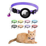 Coleira Gato Cachorro Com Guizo Case Capa Para Airtag Cor Roxo
