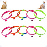 Coleira Gato Elástica Cítrica Flúor Kit 10 Unid Pingente Pet