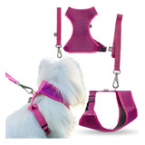Coleira Guia E Peitoral Para Cães E Gatos Modelo Colete Pet Cor Rosa Rosa Tamanho Da Coleira M