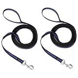 Coleira Para Cães De 2 4 M Pacote Com 2 Trelas Elásticas De Absorção De Choque Coleira De Treinamento De Alças Duplas Corda De Nylon Resistente Para Cães De Médio E Grande Porte