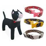 Coleira Para Gato Ajustável Com Pingente Kit 3 Unidades