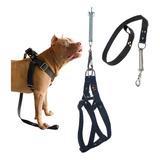 Coleira Peitoral Cachorro Guia Com Mola Doberman Pit Bull