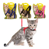 Coleira Peitoral Com Guia Para Gatos Passeio Pet Confortável Cor Azul escuro Azul escuro