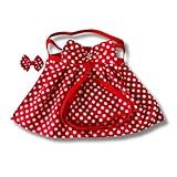 Coleira Peitoral Vermelho Com Bolinha Guia Pet Saia Vestido Roupa Cachorro Gato Lacinho G
